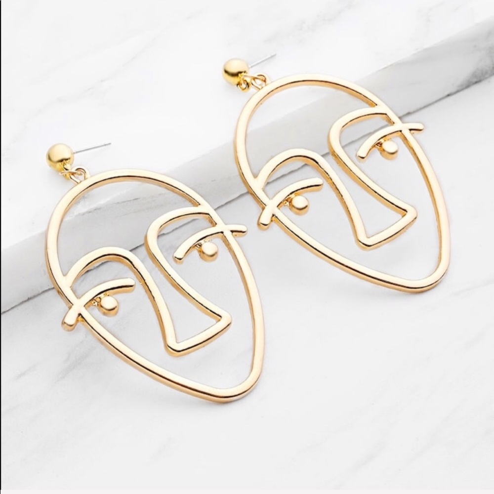 LAST SET SALE Oversize Hollow Face Earrings - Picture 2 of 4